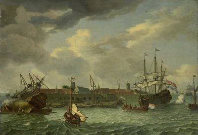 Wyspa Onrust w pobliżu Batawii (Dżakarta) autorstwa Abraham Storck (manner of)