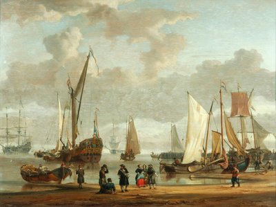 Scena na wybrzeżu (olej na desce) autorstwa Abraham Storck