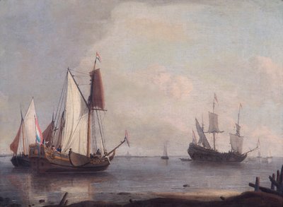 Holenderska żegluga w rzece (olej na płótnie) autorstwa Abraham Storck
