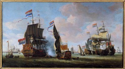Marine: scena bitwy morskiej Obraz Abrahama Storcka (1635-1710) Angers XVII w., Muzeum Sztuk Pięknych autorstwa Abraham Storck