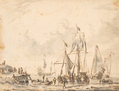 Łódź przy pomostu autorstwa Abraham Storck