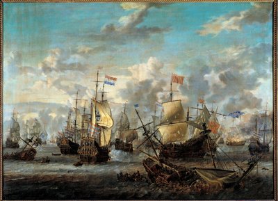 Druga wojna angielsko-holenderska: „”Bitwa Czterech Dni od 11 do 14.06.2016”” Przeciwstawiała się flotom holenderskim i angielskim. Obraz Abrahama Storcka (1635-1710) (ec.hol.) XVII-wieczny Paryż, Musee de la Marine autorstwa Abraham Storck