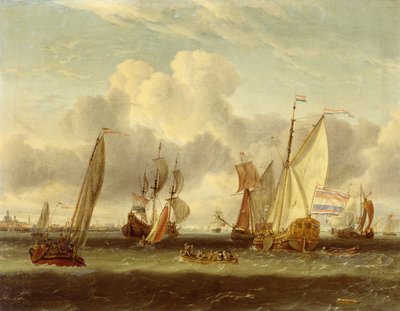 Wysyłka na IJ w porcie w Amsterdamie autorstwa Abraham Storck