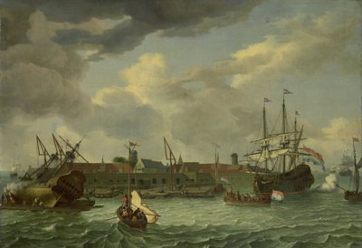 Wyspa Onrust w pobliżu Batavii autorstwa Abraham Storck