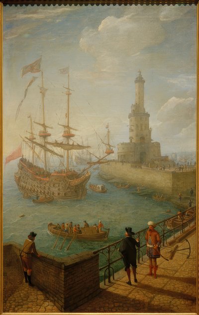 Hiszpański trójpłatowiec zakotwiczony u Neapolu autorstwa Abraham Willarts