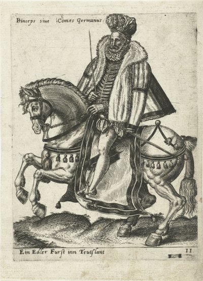 Niemiecki władca na koniu autorstwa Abraham de Bruyn (attributed to)