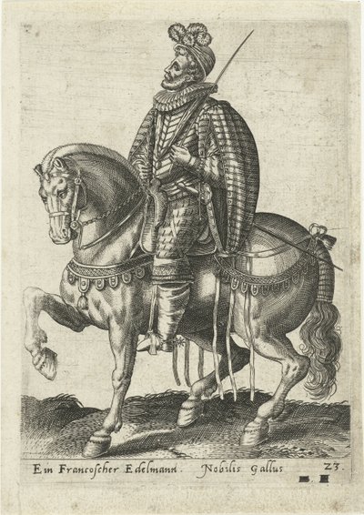 Francuski szlachcic na koniu autorstwa Abraham de Bruyn (attributed to)
