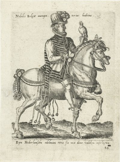 Holenderski szlachcic na konnym sokolnictwie autorstwa Abraham de Bruyn (attributed to)