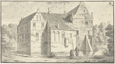 Dom Rhaena w Overijssel, dwóch wędkarzy z przodu autorstwa Abraham de Haen (II)
