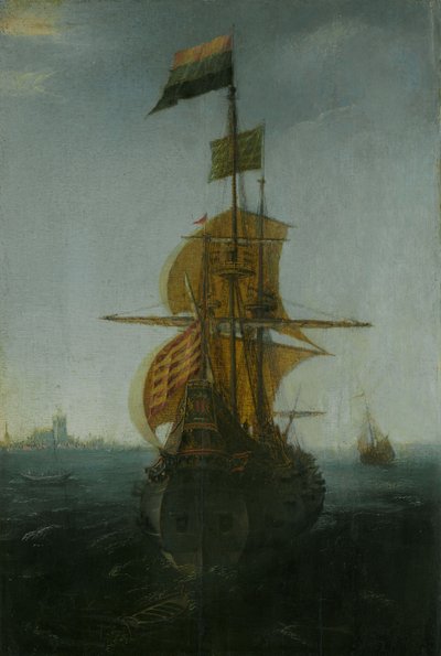 Indie Wschodnie w Amsterdamie, ok. 1625-1650 (olej na panelu) autorstwa Abraham de Verwer