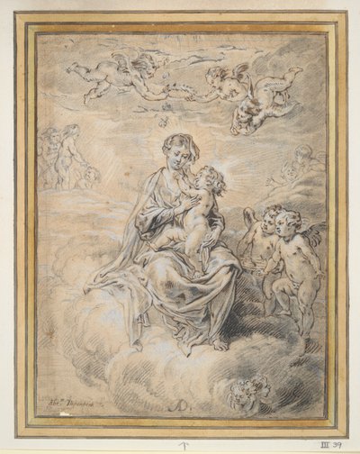 Dziewica z Dzieciątkiem w Niebie, z Putti autorstwa Abraham van Diepenbeeck
