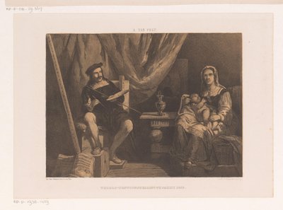 Malarz z żoną i dzieckiem w pracowni Wystawa Światowa w Paryżu 1855 (tytuł serii) autorstwa Abraham van Pelt