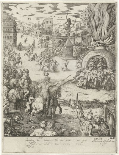 Szadrach, Meszach i Abednego w ognistym piecu autorstwa Abraham van den Hecken