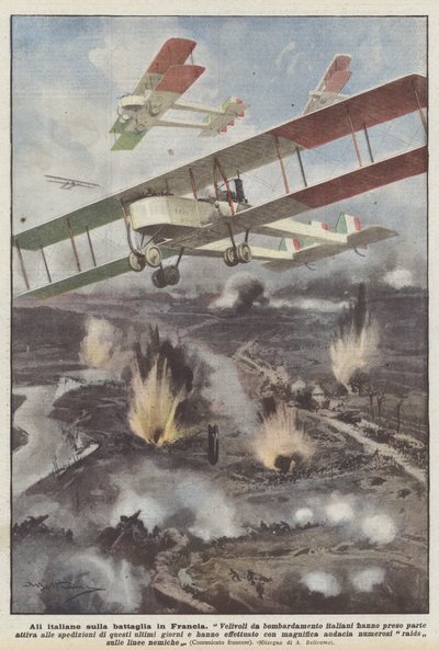 Włoskie skrzydła na bitwie we Francji autorstwa Achille Beltrame