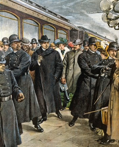Przyjazd włoskiego kompozytora Pietro Mascagniego (1863-1945) do Nowego Jorku autorstwa Achille Beltrame