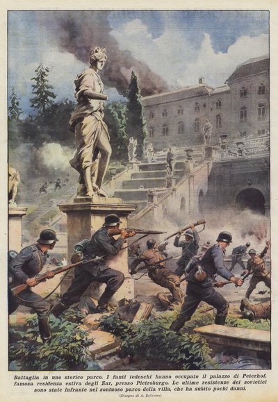 Bitwa w zabytkowym parku autorstwa Achille Beltrame