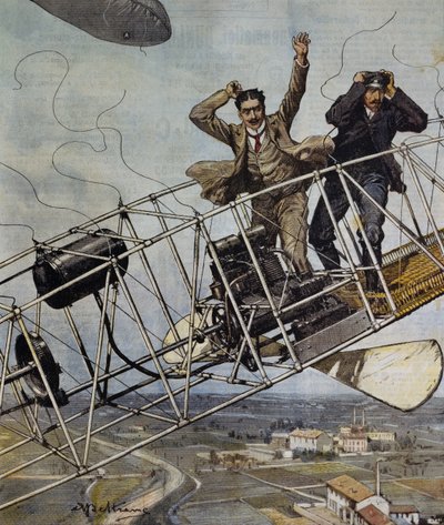 Katastrofa sterowca De Bradski koło Paryża, Francja, ilustracja Achille Beltrame dla La Domenica del Corriere, 26 października autorstwa Achille Beltrame