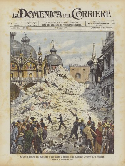 Co pozostało z Campanile di San Marco w Wenecji po zawaleniu, które miało miejsce 14 lutego? autorstwa Achille Beltrame