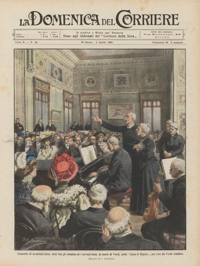 Koncert byłych artystów operowych w wieku od 80 do 90 lat na cześć Verdiego? autorstwa Achille Beltrame