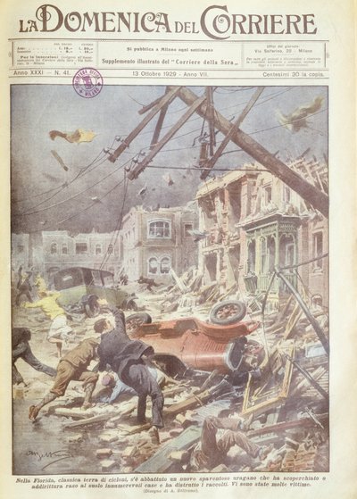 Ilustracja na okładce huraganu na Florydzie, USA autorstwa Achille Beltrame
