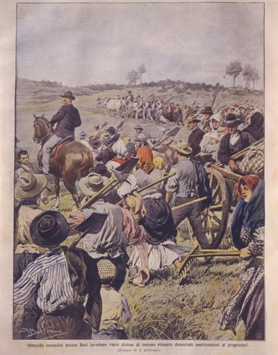 Ilustracja na okładce okupacji Latyfundii; Apulia, Włochy autorstwa Achille Beltrame