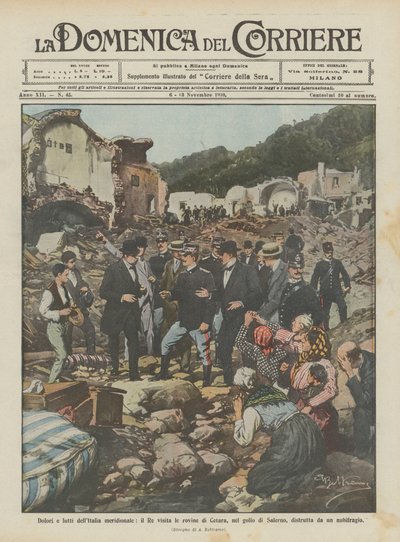 Ból i żal w południowych Włoszech, czy król odwiedza ruiny Cetara w Zatoce Salerno? autorstwa Achille Beltrame