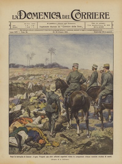 Czy po bitwie o Zanzur gen Frugoni odwiedza podbite wyspy wraz z innymi starszymi oficerami? autorstwa Achille Beltrame