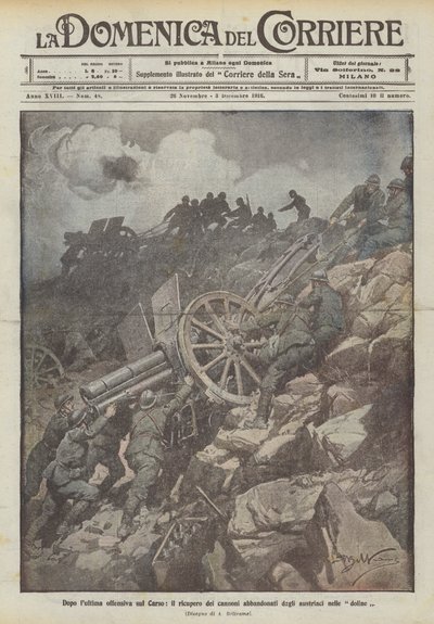 Po ostatniej ofensywie na Kras, odzyskanie armat porzuconych przez Austriaków w zapadlisku autorstwa Achille Beltrame