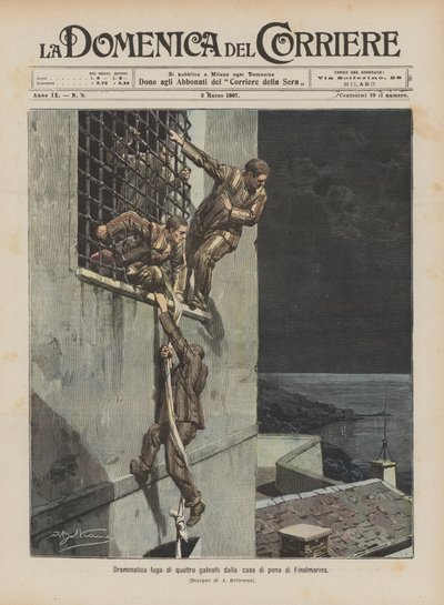 Dramatyczna ucieczka czterech skazańców z więzienia w Finalmarinie autorstwa Achille Beltrame