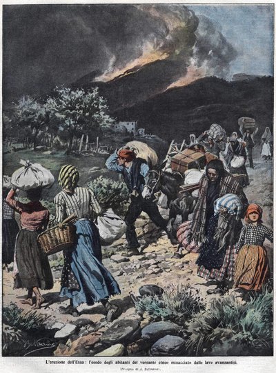 Erupcja Etny w 1910 r. Ilustracja Achillesa Beltrame