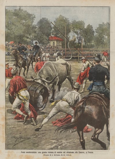 Charakterystyczne biesiady, rzymska karuzela szczepionek na torze Cascine we Florencji autorstwa Achille Beltrame