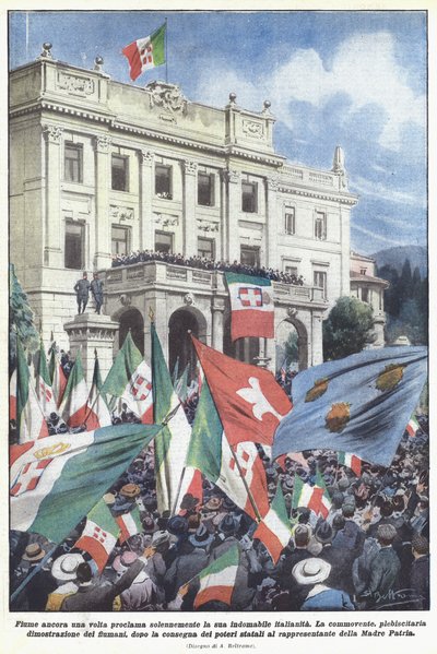 Fiume po raz kolejny uroczyście ogłasza swoją niezłomną włoskość autorstwa Achille Beltrame