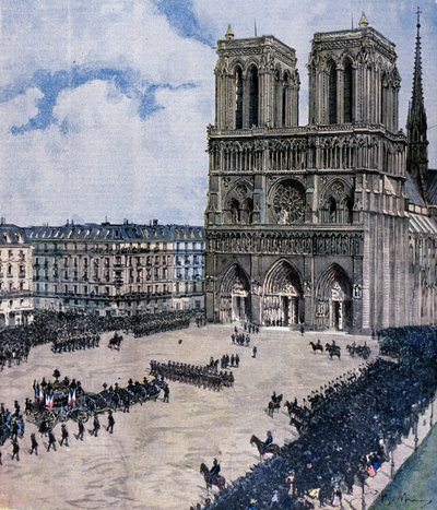 Pogrzeb Felixa Faure w katedrze Notre Dame w Paryżu w 1899 r. Ilustracja przedstawiająca Achille Beltrame autorstwa Achille Beltrame