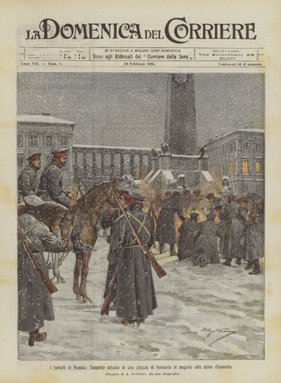 Zamieszki w Rosji, obecny wygląd placu w Warszawie po stanie oblężenia autorstwa Achille Beltrame