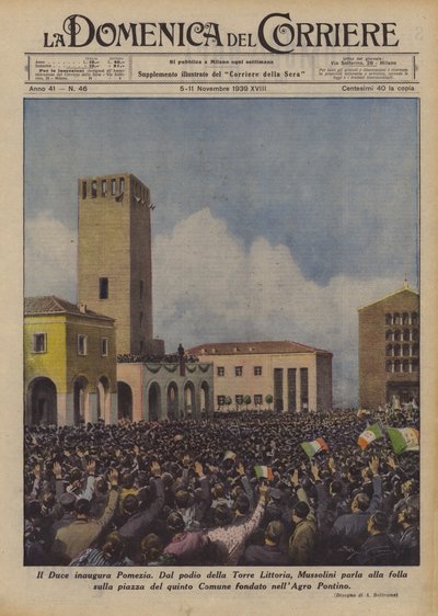 Duce inauguruje Pomezia autorstwa Achille Beltrame