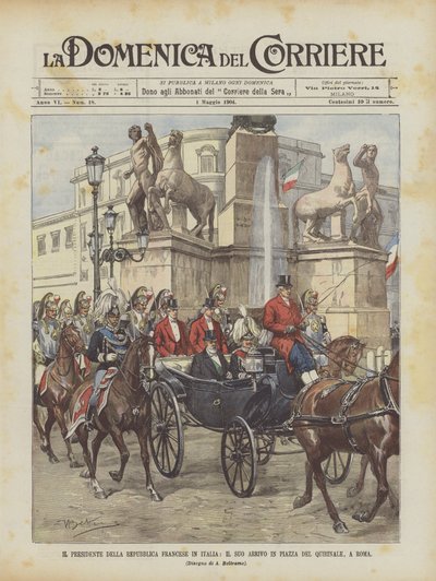 Prezydent Republiki Francuskiej we Włoszech, Jego przyjazd na Piazza del Quirinale w Rzymie autorstwa Achille Beltrame