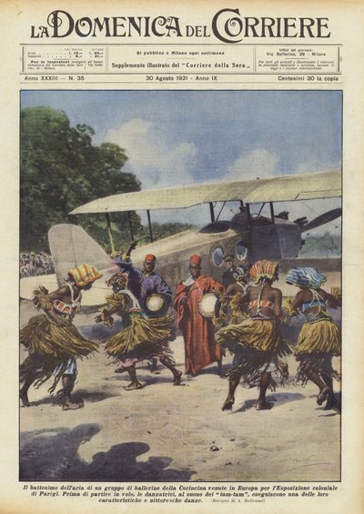 Chrzest powietrzny grupy tancerzy Cochinchina, którzy przybyli do Europy? autorstwa Achille Beltrame