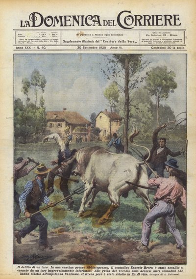 Morderstwo byka autorstwa Achille Beltrame