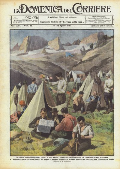 Wielki namiot Uoeini w Val Masino (Valtellina) autorstwa Achille Beltrame