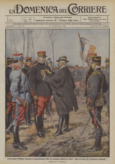 Prezydent Poincare wręcza generałowi Joffre