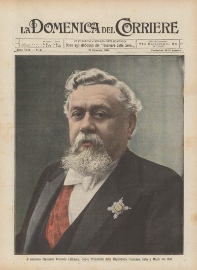 Senator Clemente Armando Fallieres, nowy prezydent Republiki Francuskiej, urodzony w Mezin w 1841 r. autorstwa Achille Beltrame