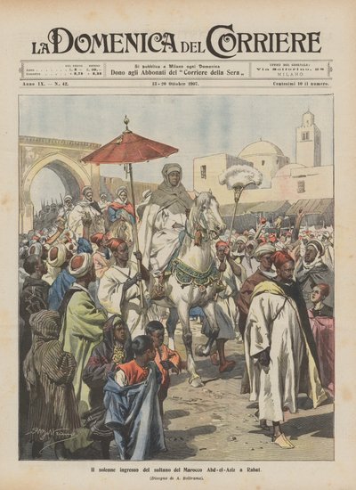 Uroczysty wjazd sułtana Maroka Abd-el-Aziza do Rabatu autorstwa Achille Beltrame