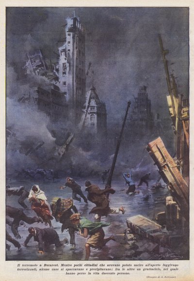 Trzęsienie ziemi w Bukareszcie autorstwa Achille Beltrame