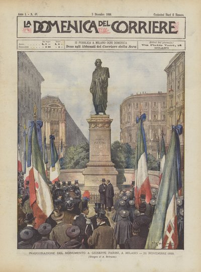 Inauguracja pomnika Giuseppe Pariniego w Mediolanie, 26 listopada 1899 r. autorstwa Achille Beltrame