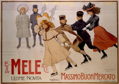 Młodzi łyżwiarze / plakat 1902 autorstwa Achille Beltrame