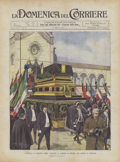 Apoteoza Giuseppe Verdiego przed Famedio w Mediolanie, 27 lutego autorstwa Achille Beltrame