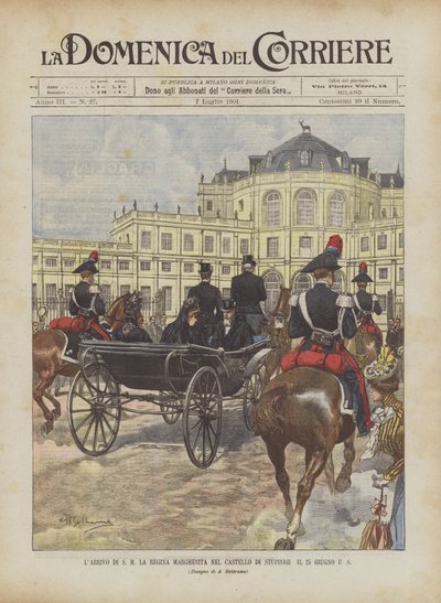 Przybycie Jej Królowej Małgorzaty do Zamku Stupinigi w dniu 25 czerwca US autorstwa Achille Beltrame