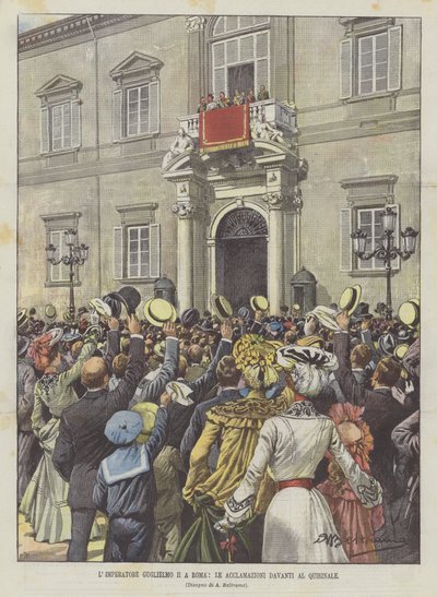 Cesarz Wilhelm II w Rzymie, aklamacje przed Kwirynalem autorstwa Achille Beltrame