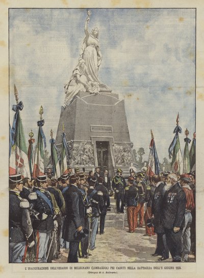 Inauguracja Ossario Di Melegnano (Lombardia) dla poległych w bitwie 8 czerwca 1859 autorstwa Achille Beltrame