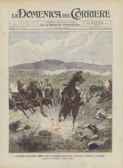Wojna anglo-burska, utrata brytyjskiej artylerii w bitwie pod Colenso (14 grudnia) autorstwa Achille Beltrame